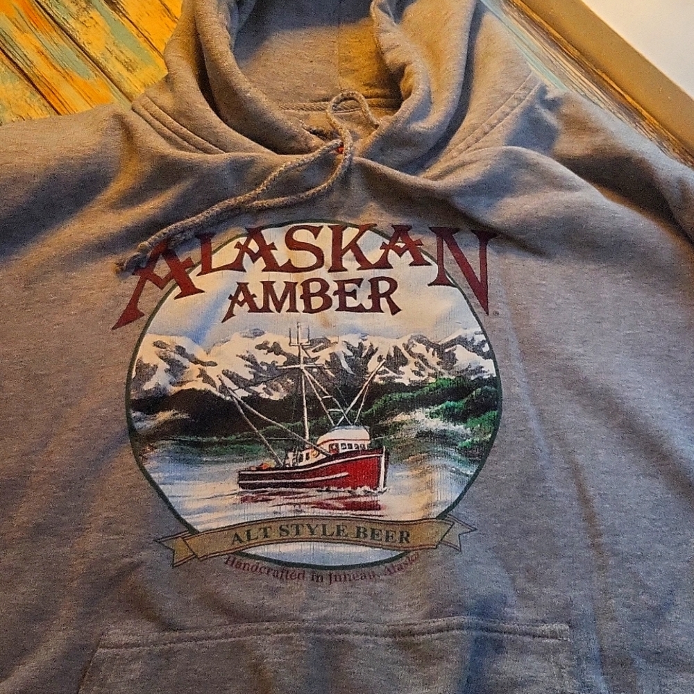 Alaska amber hoodie. Handcrafted in juneau alaska alt style beer.